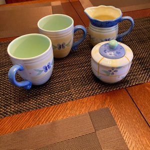 pfaltzgraff floral breeze coffee set 4pcs new